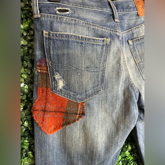 Polo Ralph Lauren Women's Astor Slim Boyfriend Repaired Patch Indigo Blue Jeans - Picture 15 of 16